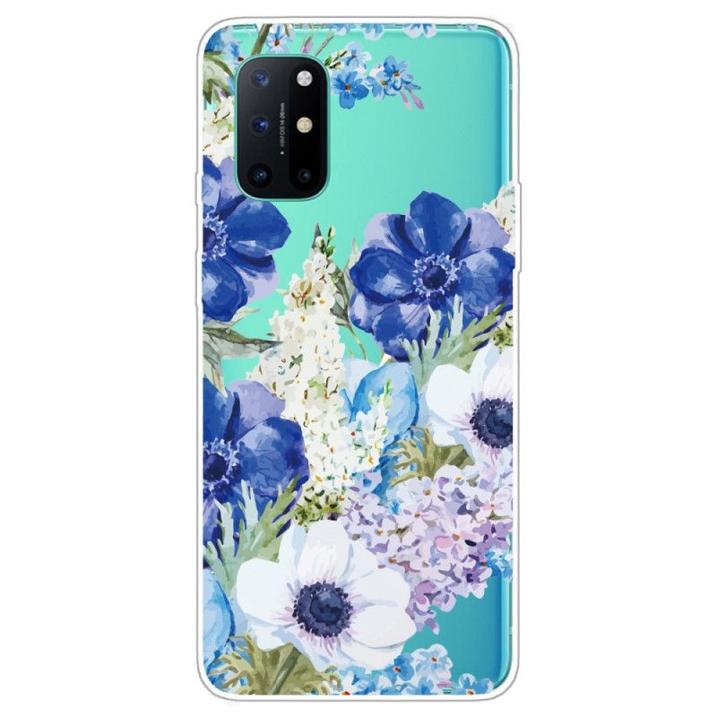 Deksel OnePlus 8T Gjennomsiktige Akvarellblå Blomster