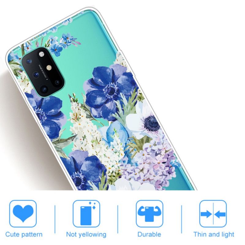 Deksel OnePlus 8T Gjennomsiktige Akvarellblå Blomster