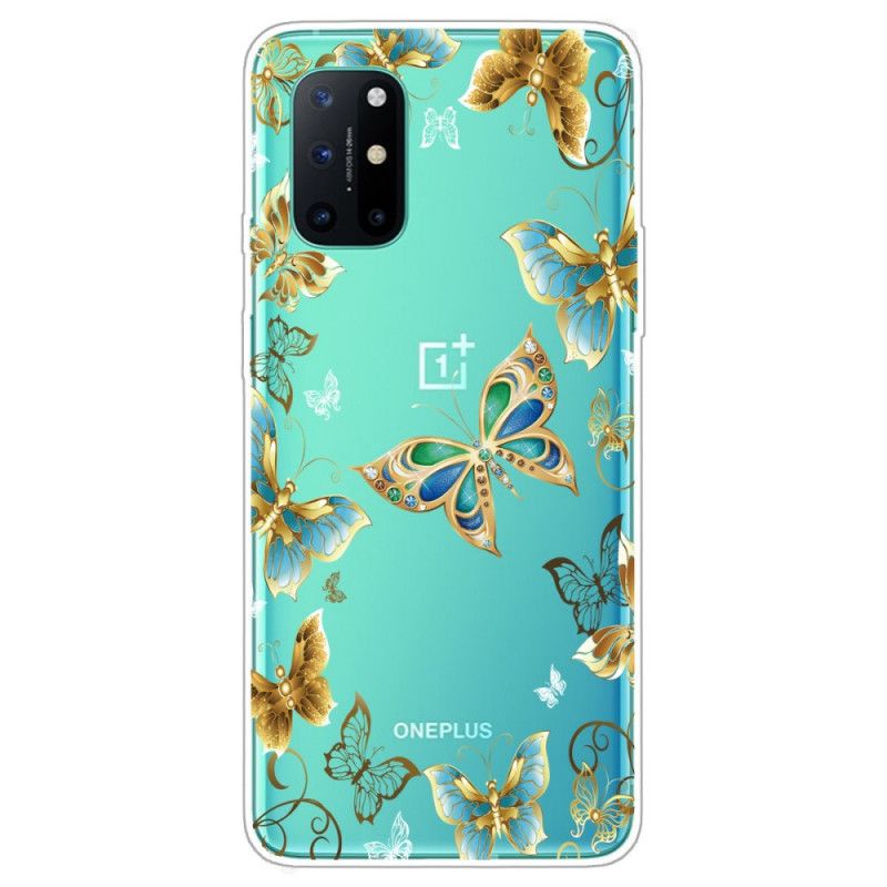 Deksel OnePlus 8T Gull Mobildeksel Sommerfugler