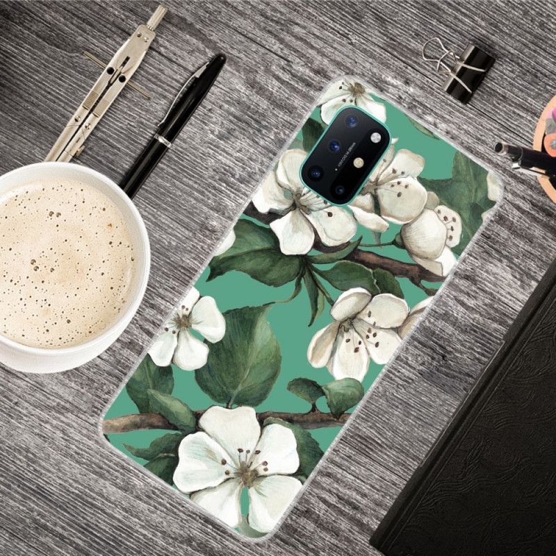 Deksel OnePlus 8T Malte Hvite Blomster