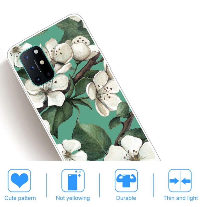 Deksel OnePlus 8T Malte Hvite Blomster