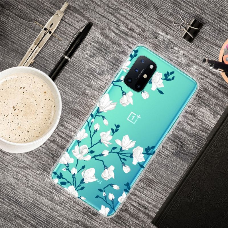 Deksel OnePlus 8T Mobildeksel Hvite Blomster