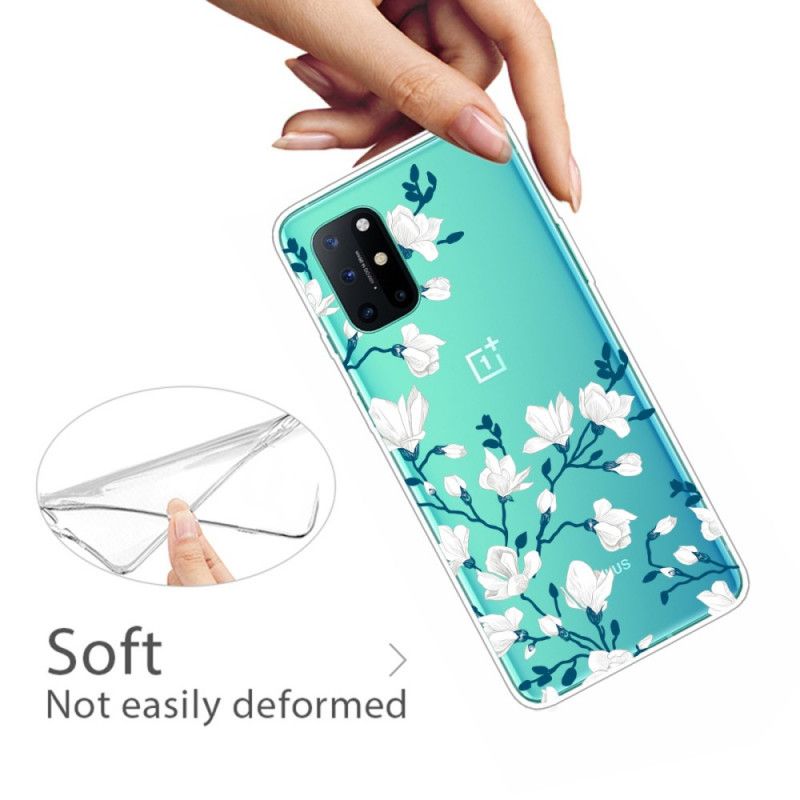 Deksel OnePlus 8T Mobildeksel Hvite Blomster