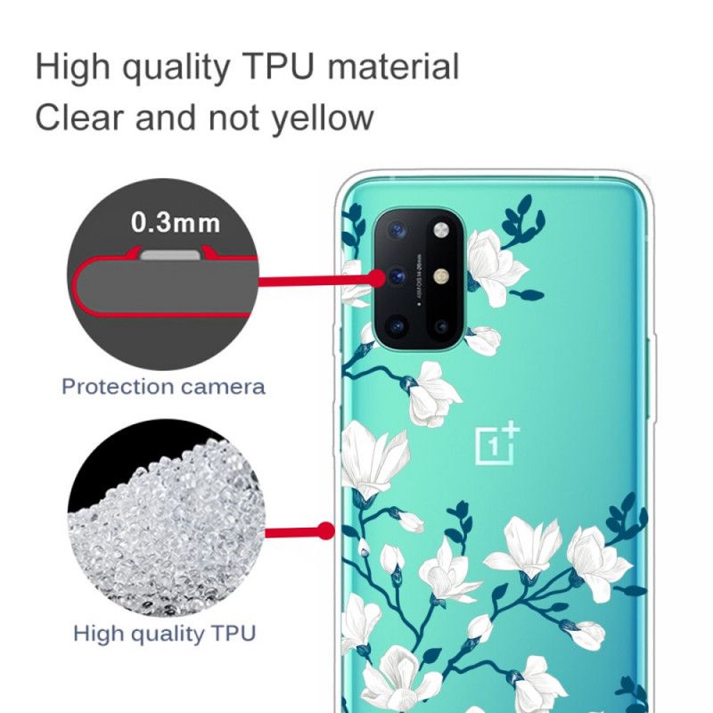 Deksel OnePlus 8T Mobildeksel Hvite Blomster