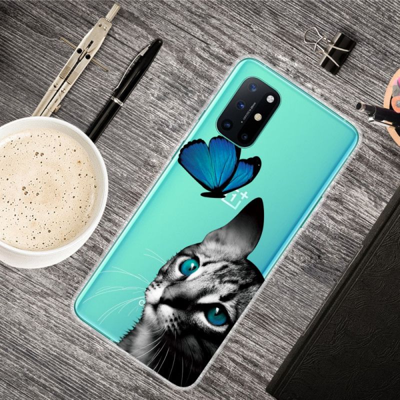 Deksel OnePlus 8T Mobildeksel Katt Og Sommerfugl