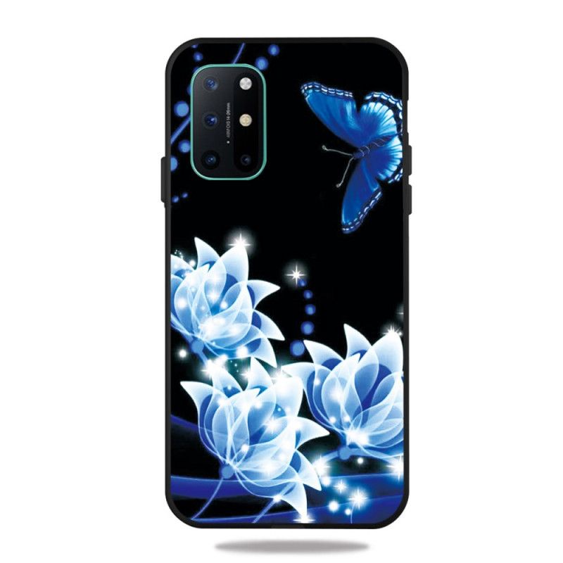 Deksel OnePlus 8T Sommerfugl Og Blå Blomster Beskyttelse