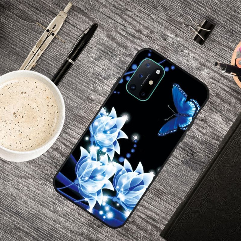 Deksel OnePlus 8T Sommerfugl Og Blå Blomster Beskyttelse