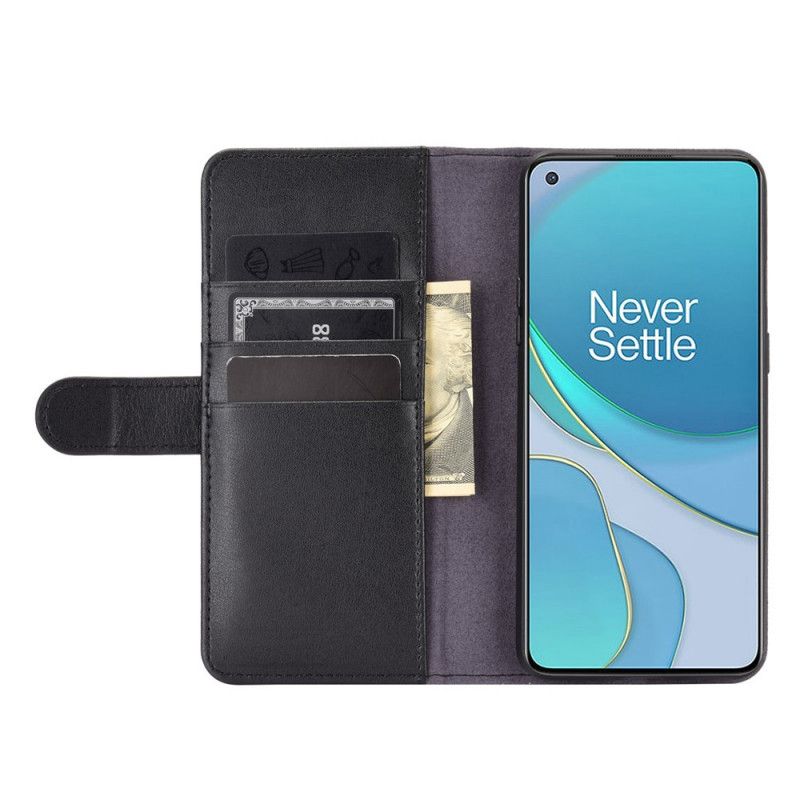 Folio Deksel for OnePlus 8T Svart Delt Skinn