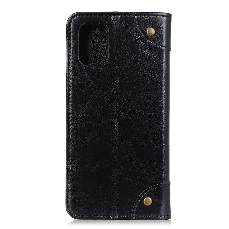 Folio Deksel OnePlus 8T Svart Vintage Split Skinnnitter