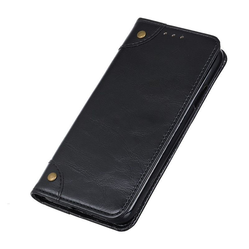 Folio Deksel OnePlus 8T Svart Vintage Split Skinnnitter