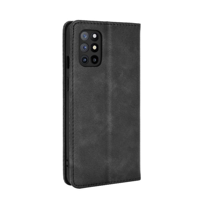 Folio Deksel OnePlus 8T Svart Vintage Stilisert Skinneffekt Beskyttelse