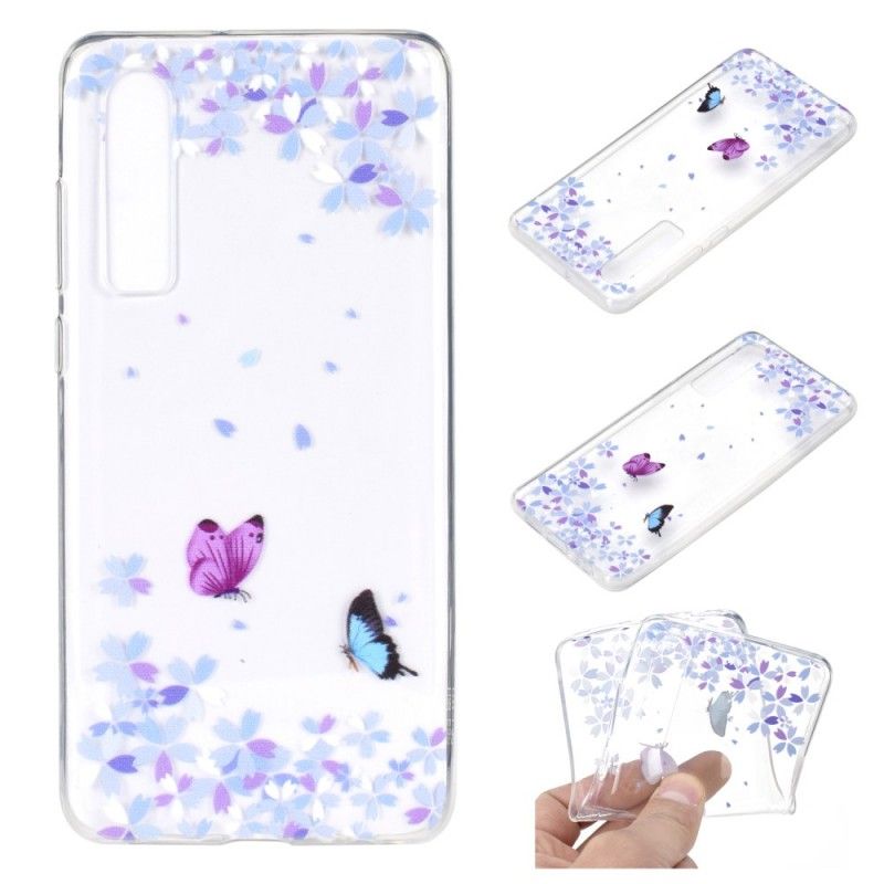 Deksel for Huawei P30 Gjennomsiktige Sommerfugler Og Blomster