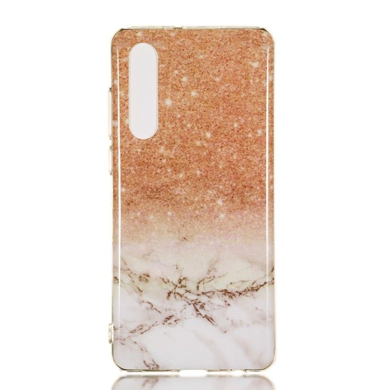 Deksel for Huawei P30 Svart Marmorglitter