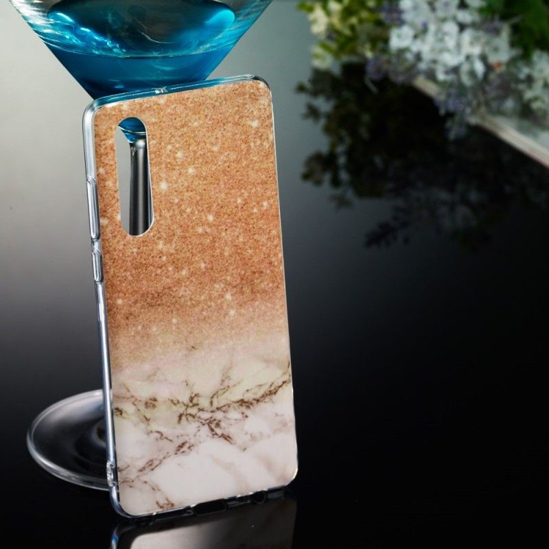 Deksel for Huawei P30 Svart Marmorglitter