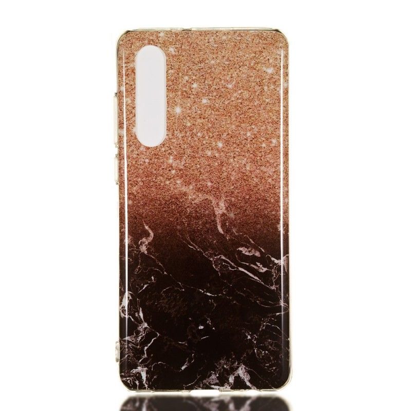 Deksel for Huawei P30 Svart Marmorglitter