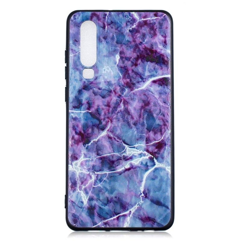 Deksel Huawei P30 Lilla Marmor