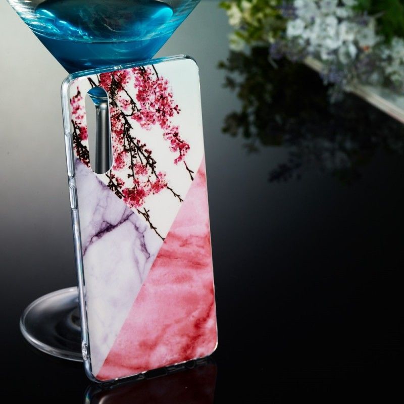 Deksel Huawei P30 Marmorert Plommeoppblomstring