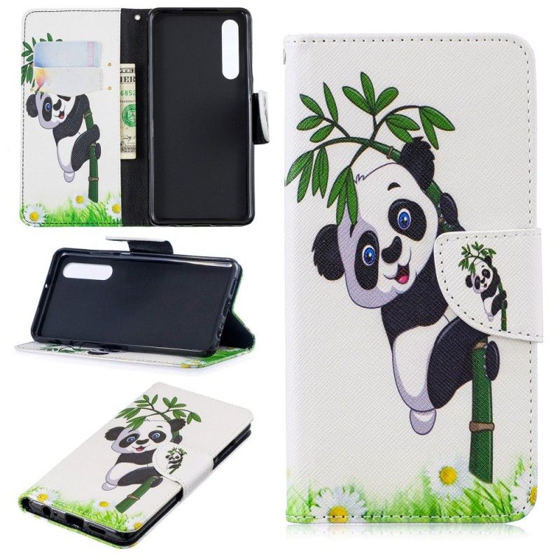 Folio Deksel Huawei P30 Panda På Bambus Anti-fall