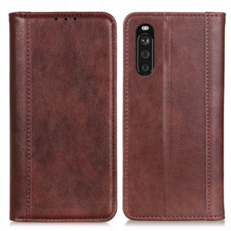 Folio Deksel Sony Xperia 10 Iii Elegance Split Litchi Leather