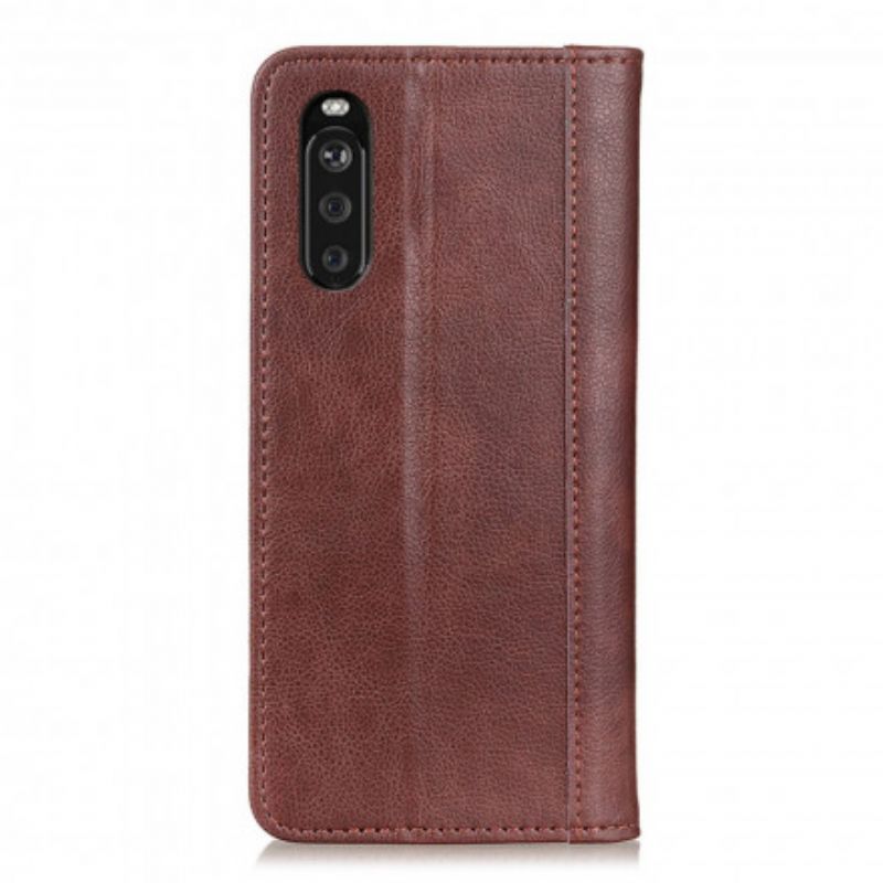 Folio Deksel Sony Xperia 10 Iii Elegance Split Litchi Leather