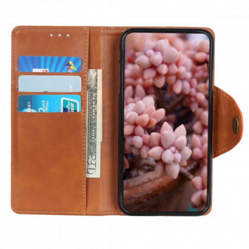 Folio Deksel Sony Xperia 10 Iii Vintage-faux Skinnknapp