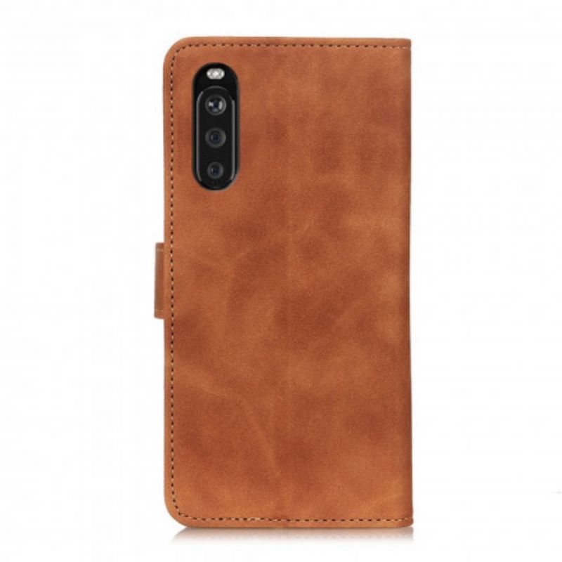 Folio Deksel Sony Xperia 10 Iii Vintage Khazneh Skinneffekt