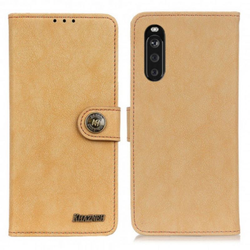 Folio Deksel Til Sony Xperia 10 Iii Faux Split Leather Retro Khazneh