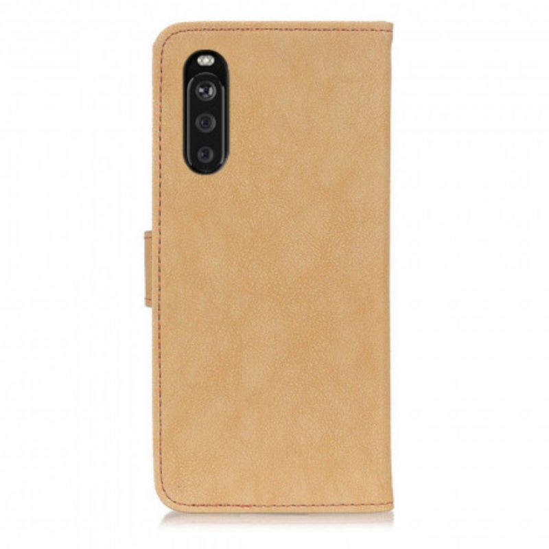 Folio Deksel Til Sony Xperia 10 Iii Faux Split Leather Retro Khazneh