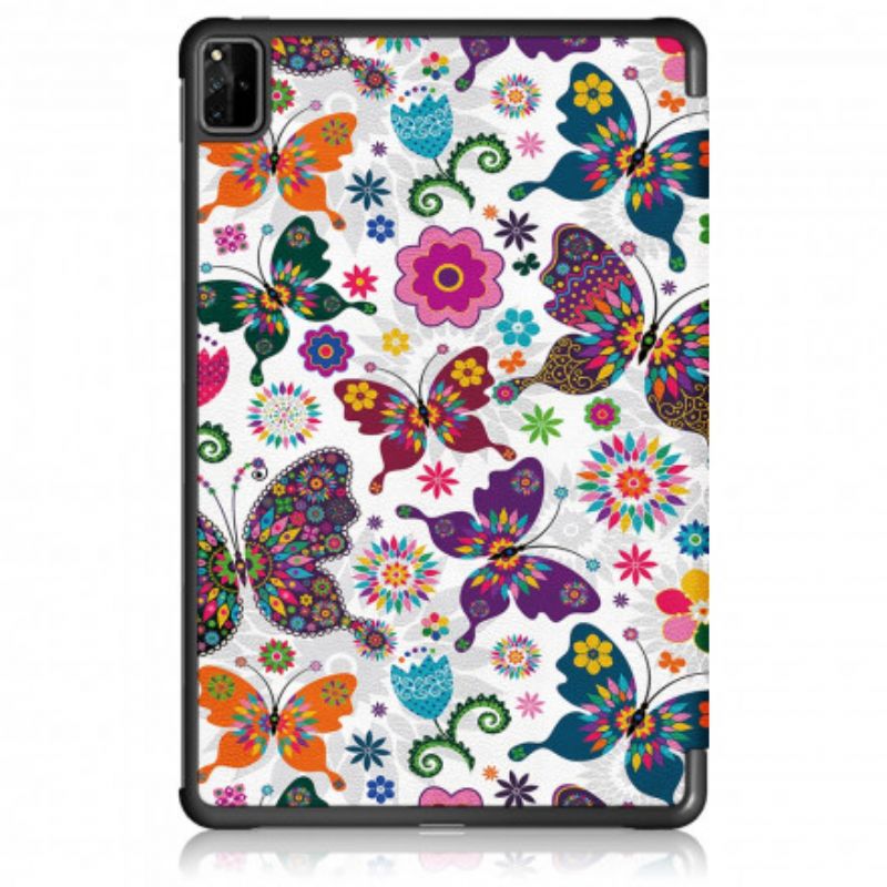 Smart Case Huawei Matepad Pro 12.6 (2021) Forsterket Retro Sommerfugler Og Blomster