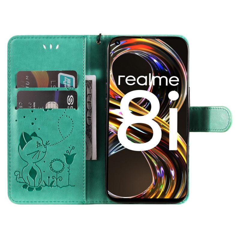 Folio Deksel Realme 8i Cat And Bee Thong