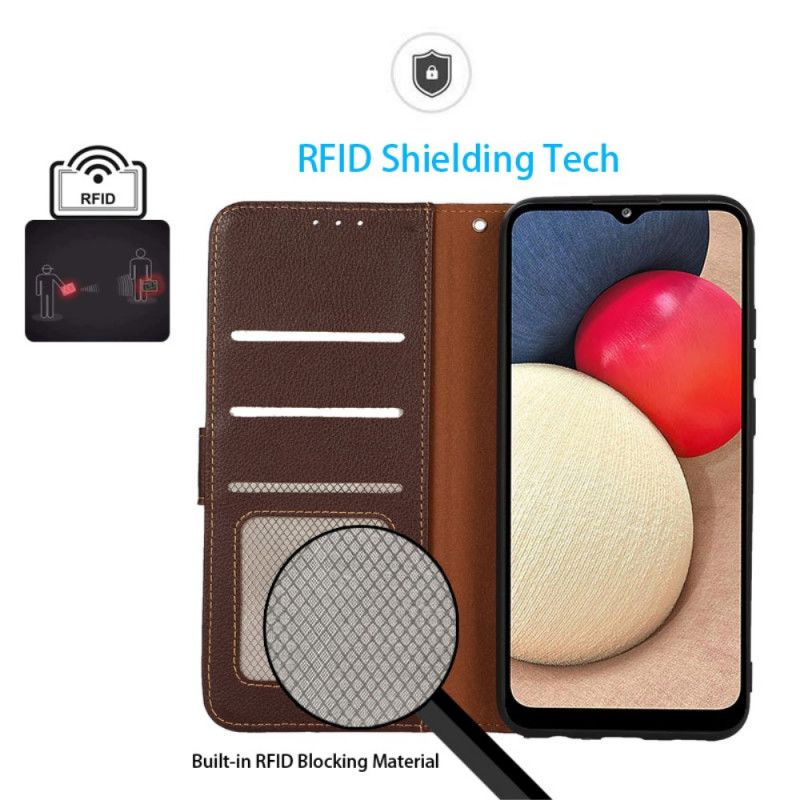 Folio Deksel Realme 8i Litchi Style Rfid Khazneh