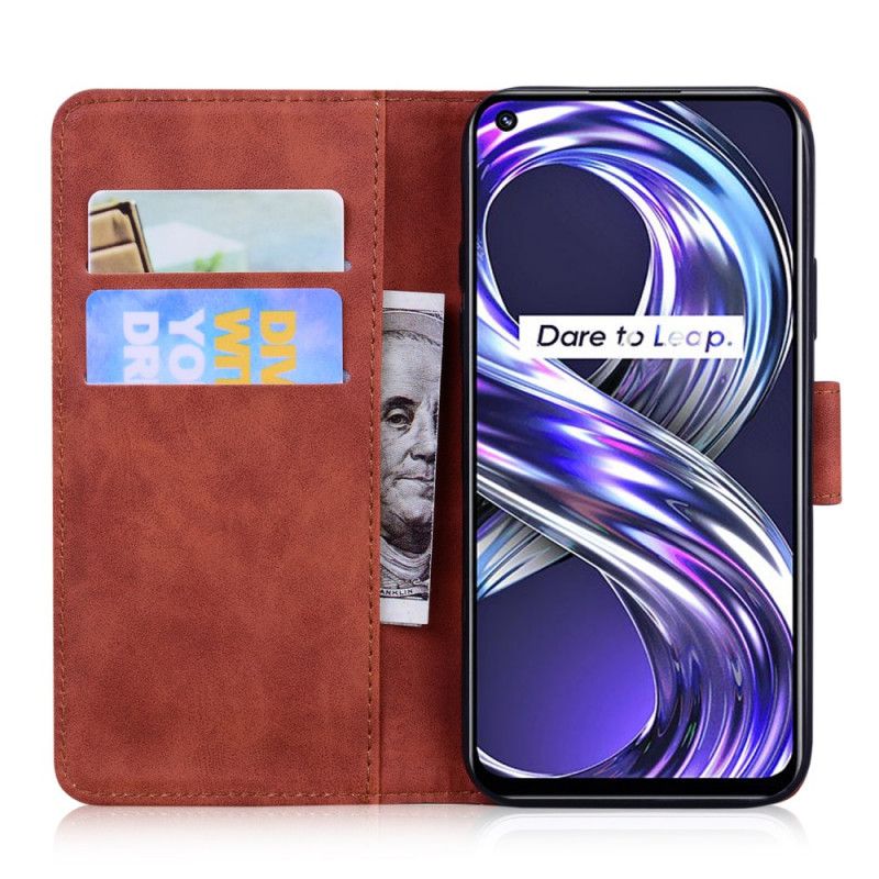 Folio Deksel Til Realme 8i Tiger Face Print