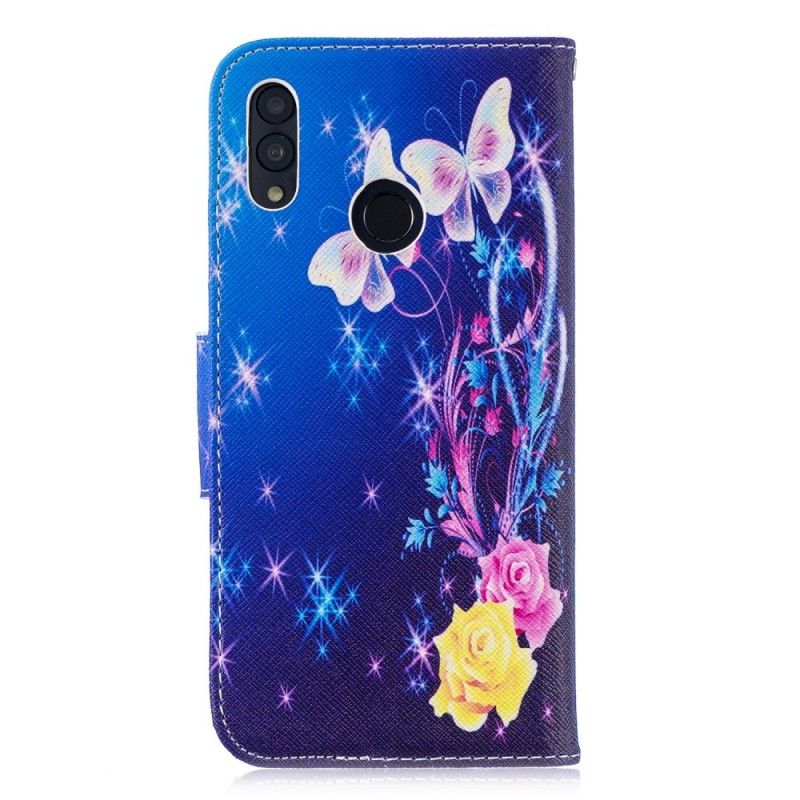 Folio Deksel for Huawei P Smart 2019 Rosa Sommerfugler Om Natten