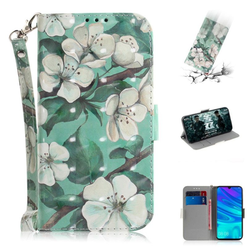 Folio Deksel Huawei P Smart 2019 Blomstrende Gren Med Tanga