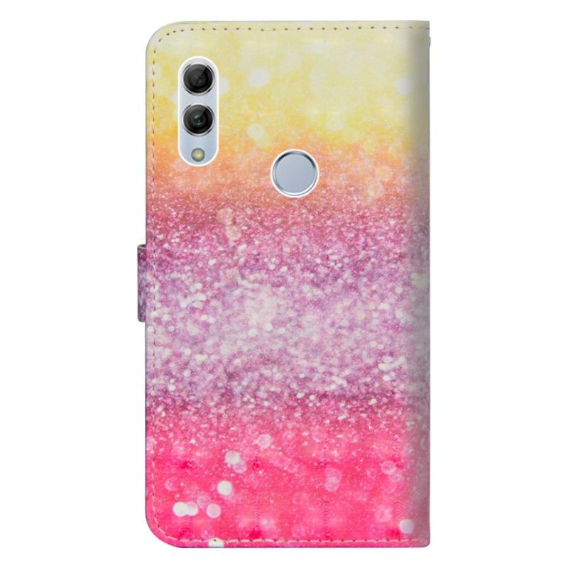 Lærdeksel Folio Deksel Huawei P Smart 2019 Mobildeksel Gradient Magenta Glitter