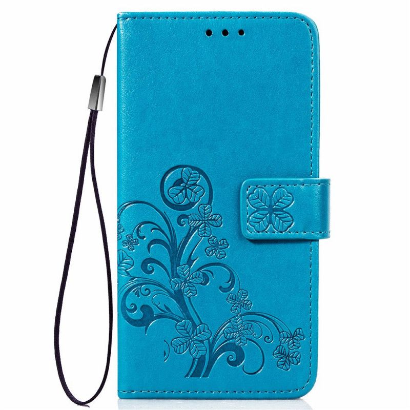 Lærdeksel Folio Deksel Huawei P Smart 2019 Svart Sommerfugler Og Blomster