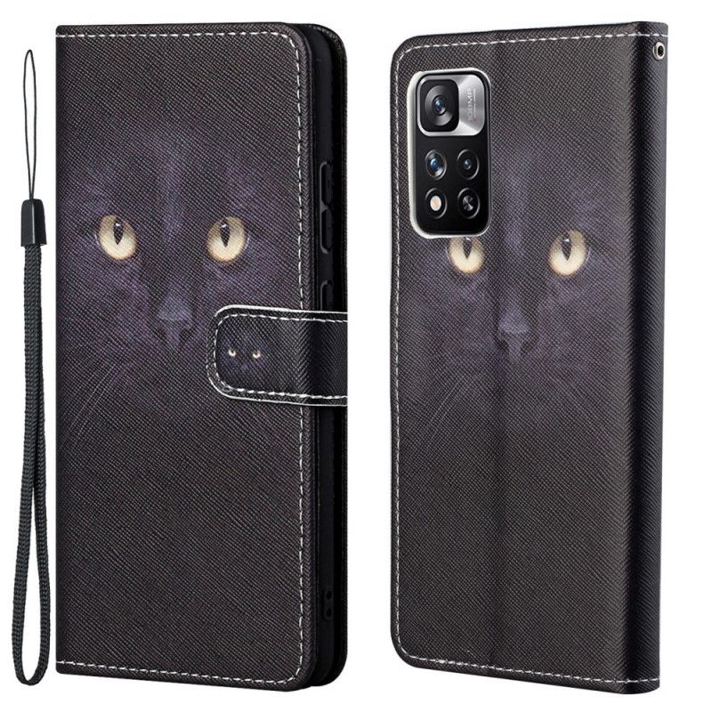 Folio Deksel Til Xiaomi Redmi Note 11 Pro / Note 11 Pro Plus Black Strappy Cat Eyes