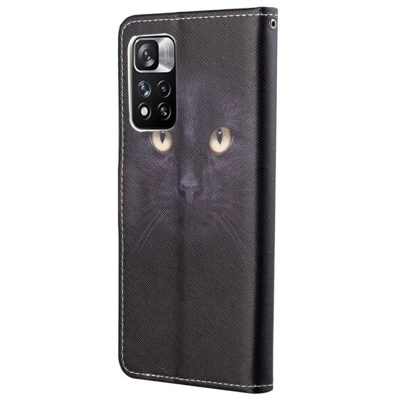 Folio Deksel Til Xiaomi Redmi Note 11 Pro / Note 11 Pro Plus Black Strappy Cat Eyes