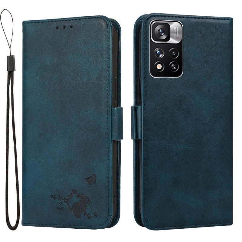 Folio Deksel Til Xiaomi Redmi Note 11 Pro / Note 11 Pro Plus Cat And Butterflies