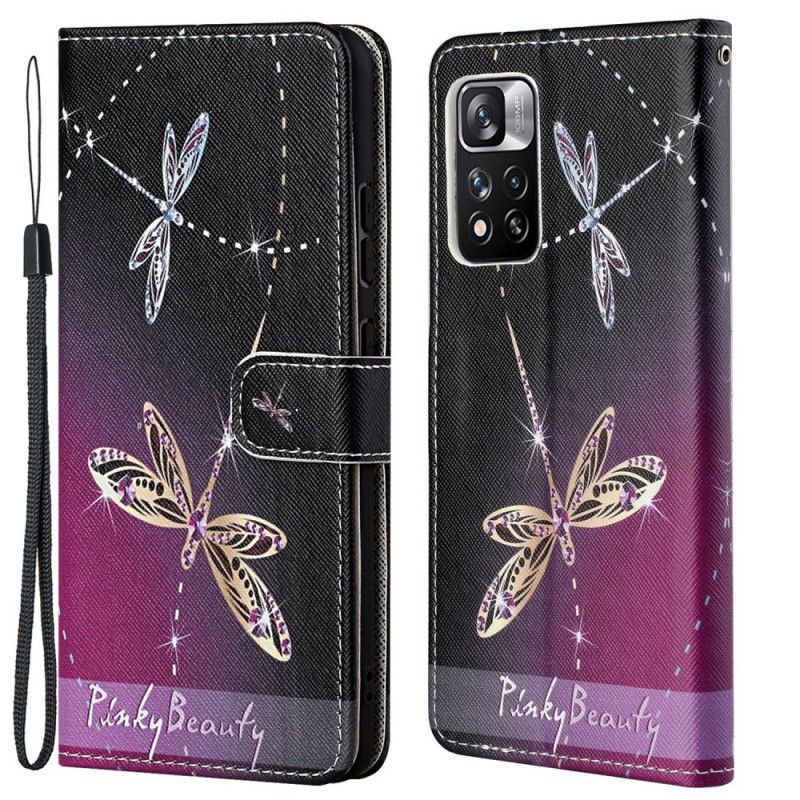 Folio Deksel Til Xiaomi Redmi Note 11 Pro / Note 11 Pro Plus Strappy Dragonflies