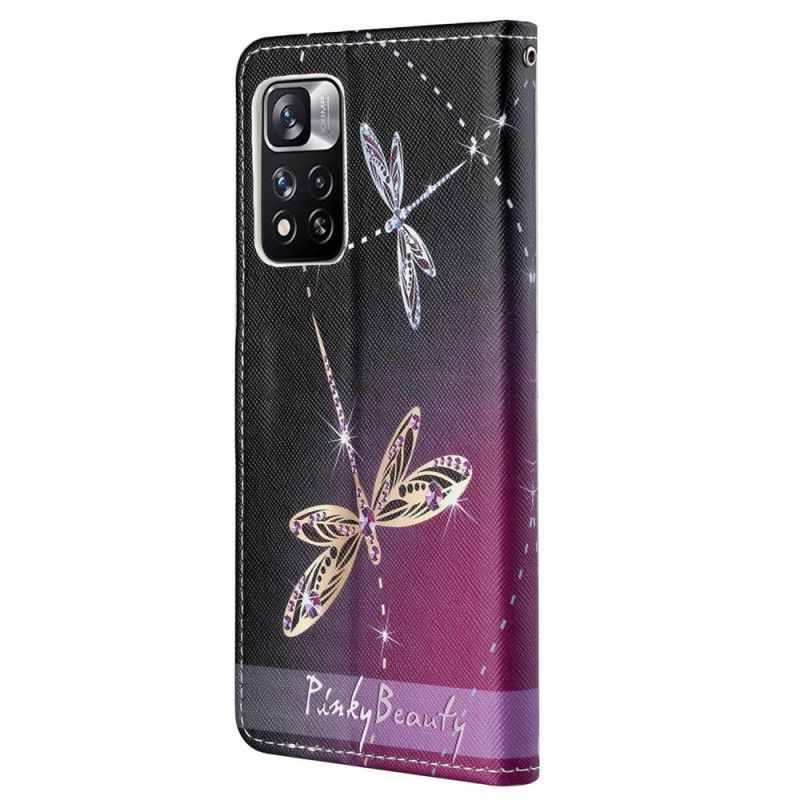 Folio Deksel Til Xiaomi Redmi Note 11 Pro / Note 11 Pro Plus Strappy Dragonflies