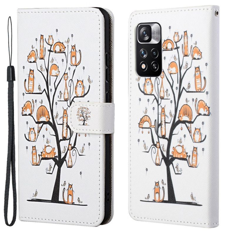 Folio Deksel Xiaomi Redmi Note 11 Pro / Note 11 Pro Plus Funky Cats Strappy Beskyttelse Deksel