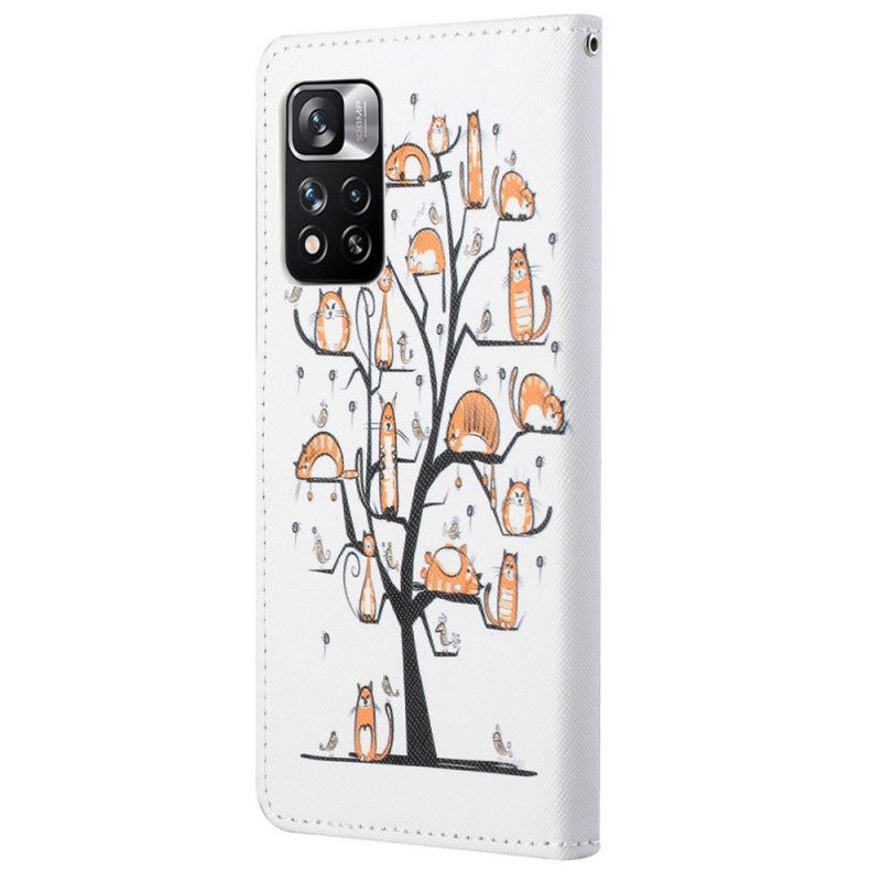 Folio Deksel Xiaomi Redmi Note 11 Pro / Note 11 Pro Plus Funky Cats Strappy Beskyttelse Deksel