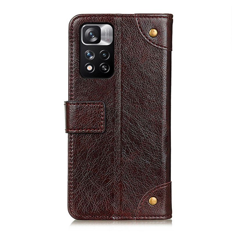 Folio Deksel Xiaomi Redmi Note 11 Pro / Note 11 Pro Plus Style Nappa Leather Vintage Nagler Beskyttelse Deksel