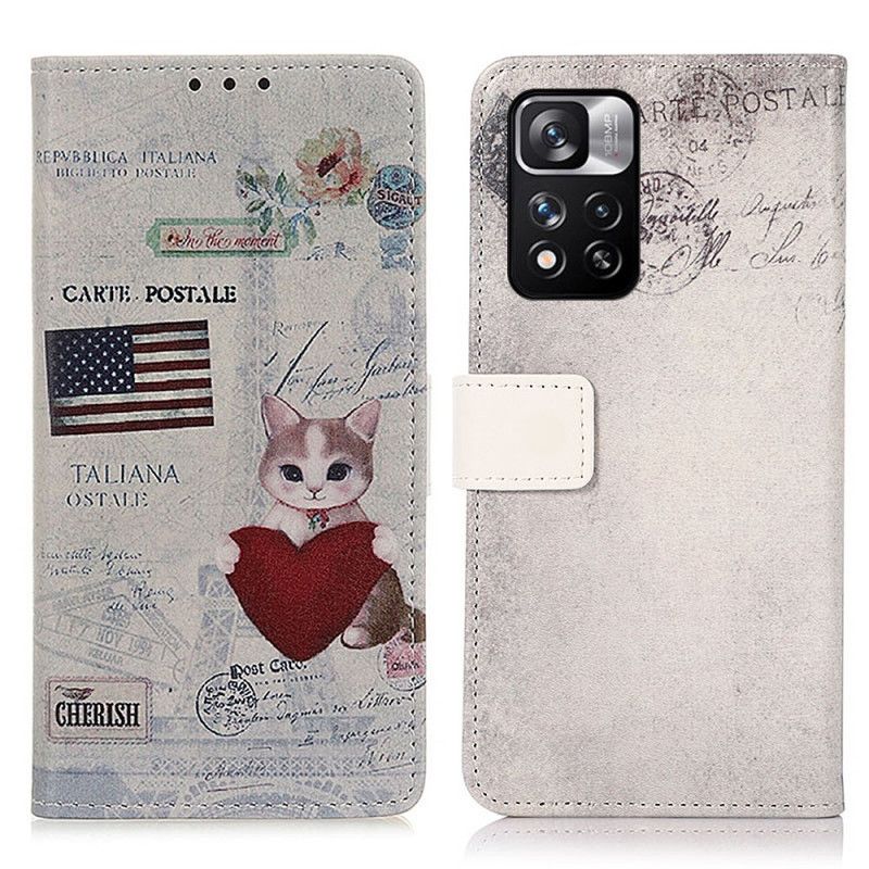 Folio Deksel Xiaomi Redmi Note 11 Pro / Note 11 Pro Plus Traveler Cat