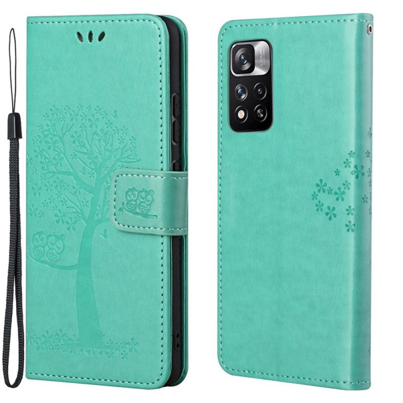 Folio Deksel Xiaomi Redmi Note 11 Pro / Note 11 Pro Plus Tree Og Strappy Owls Beskyttelse Deksel