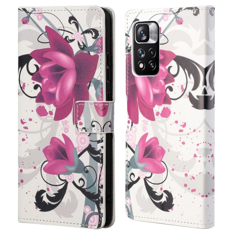 Folio Deksel Xiaomi Redmi Note 11 Pro / Note 11 Pro Plus Tropiske Blomster Beskyttelse Deksel