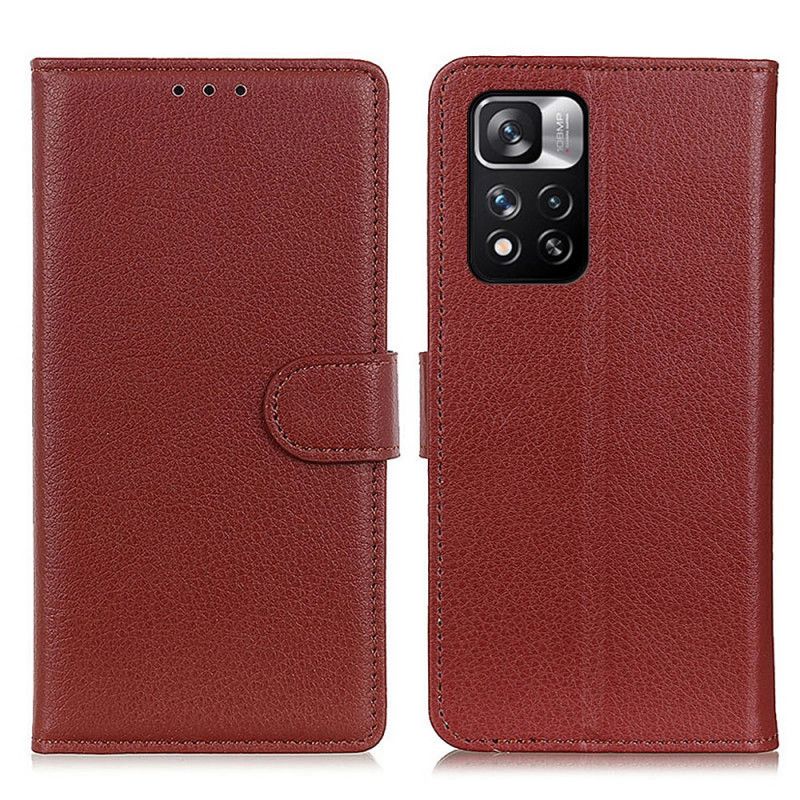 Lærdeksel Folio Deksel Xiaomi Redmi Note 11 Pro / Note 11 Pro Plus Mobildeksel Premium Litchi Leather Effect