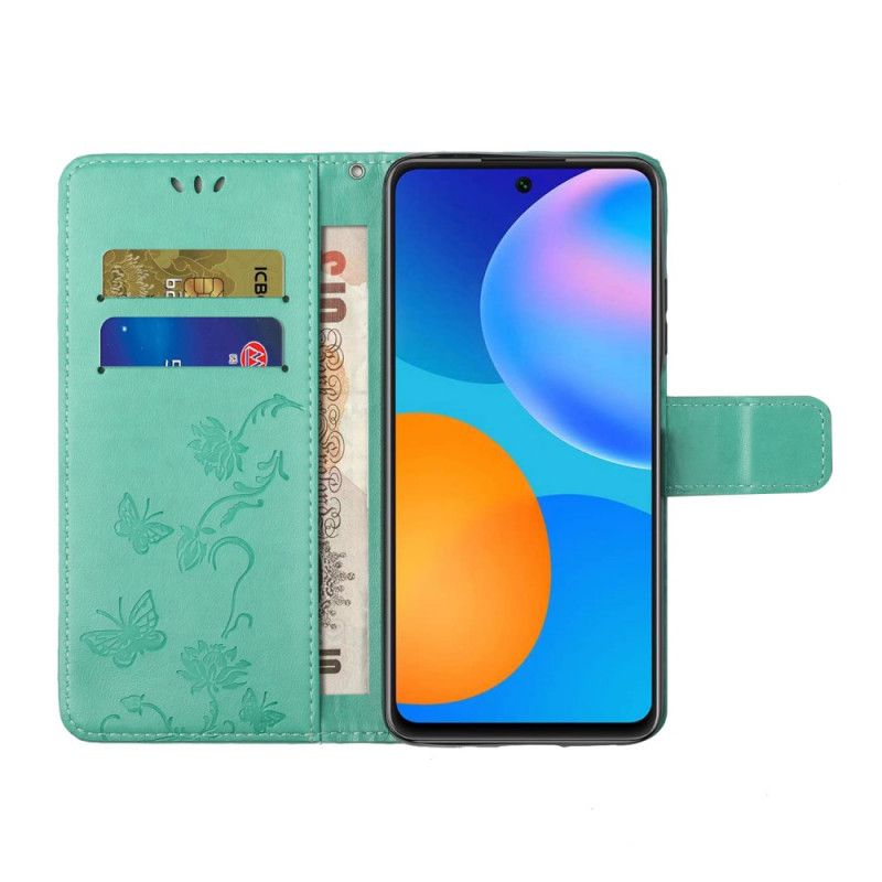 Lærdeksel Folio Deksel Xiaomi Redmi Note 11 Pro / Note 11 Pro Plus Mobildeksel Sommerfugler Og Blomster I Asia