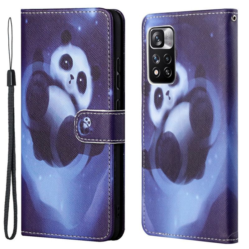 Lærdeksel Folio Deksel Xiaomi Redmi Note 11 Pro / Note 11 Pro Plus Panda Space Strappy